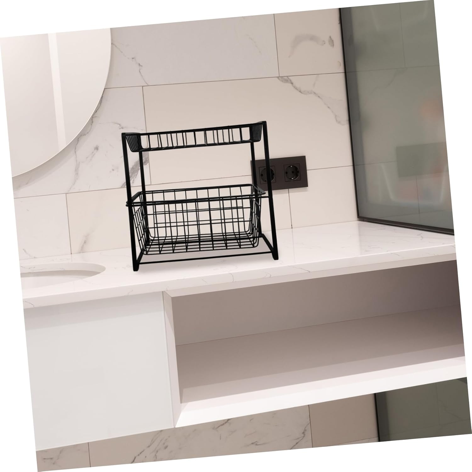 Garneck under Sink Organizer Shelf for Kitchen and Bathroom Multi-functional Storage Easy Access and Simple Installation and Sturdy Design for Cleaning Supplies and Essentials