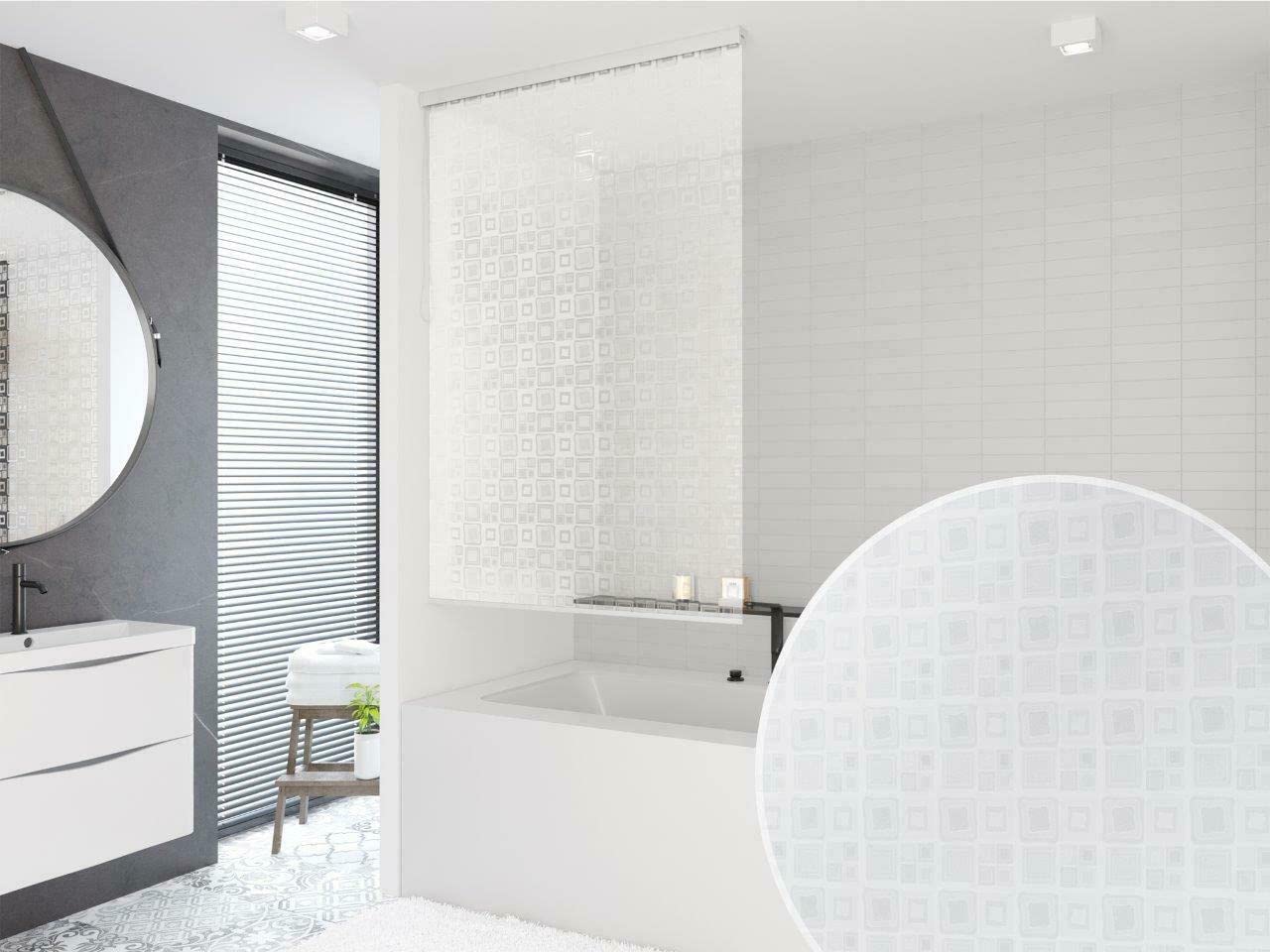 kshandel24 Medida Estor para ducha (Modelo 3d Quadro transparente. Cortina de ducha longitud y ancho que desea.
