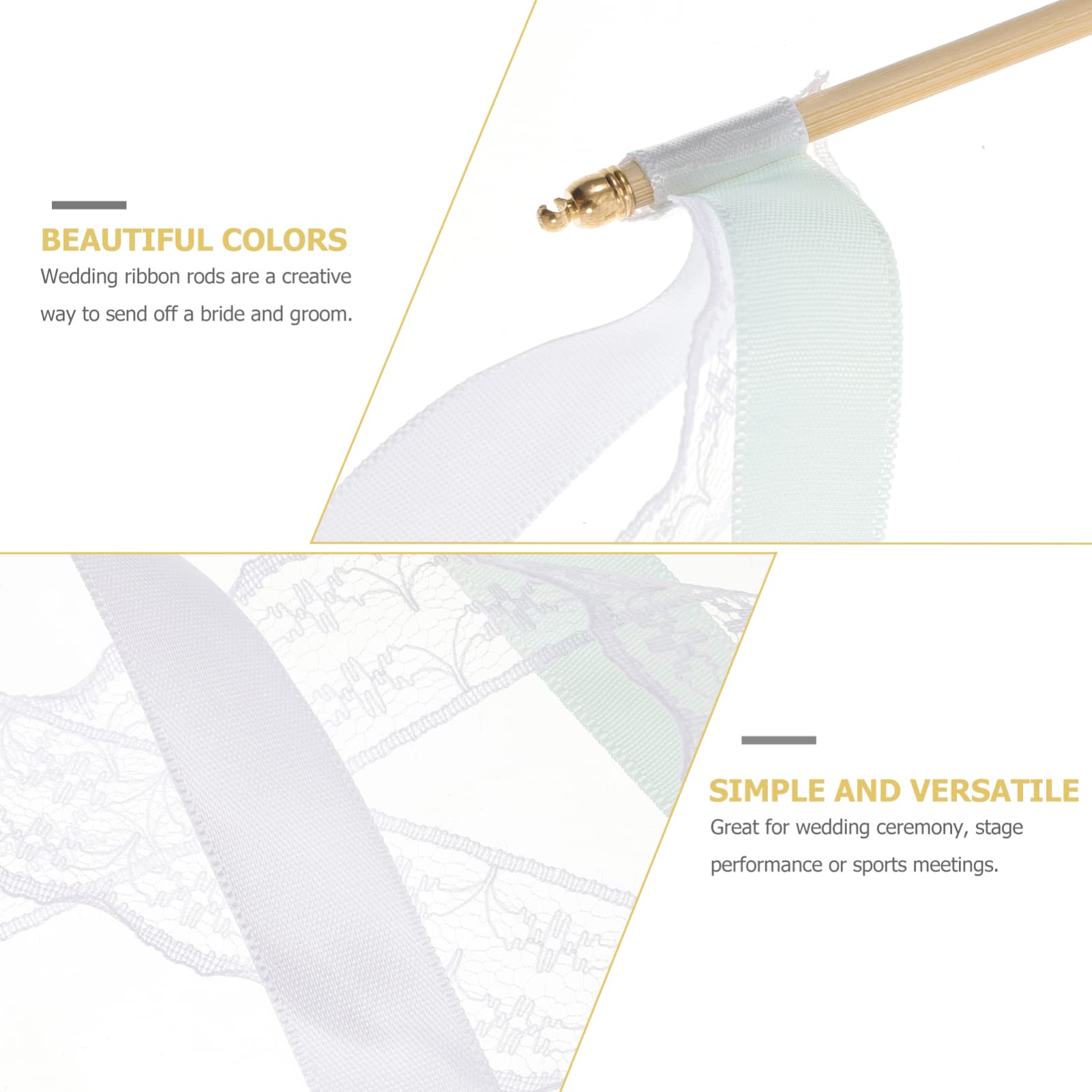 Cabilock Lot De 4 Bâtons De Ruban pour Décoration De Mariage De Fée pour Fête 10 Pièces X 4
