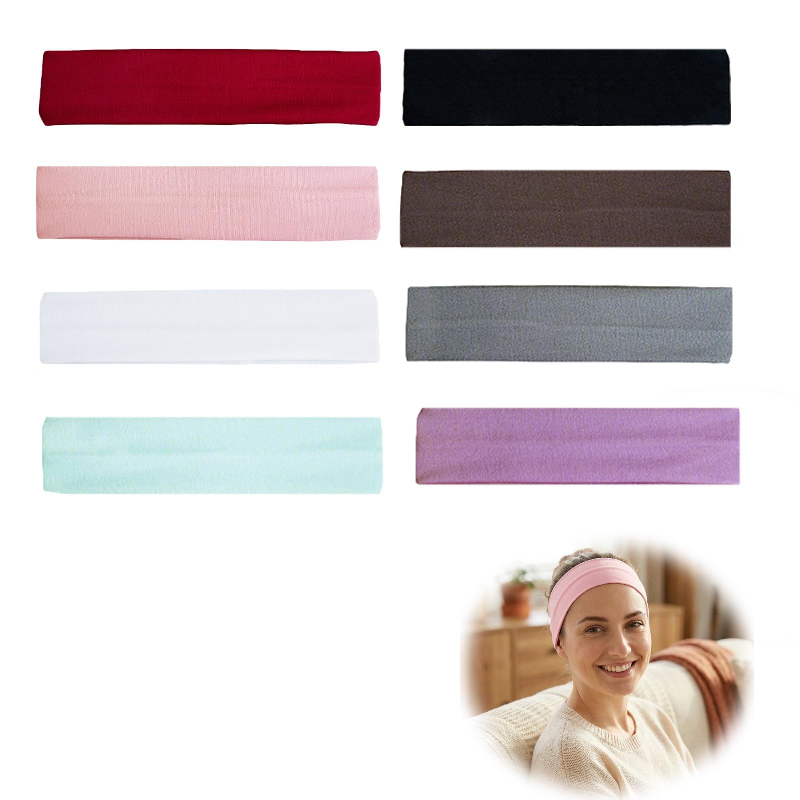 8 Piezas Cinta Pelo Mujer, Diadema Niña, Banda Elástica De Absorción De Sudor, Adecuado para Yoga, Carrera, Fitness, Decoración Diaria — view 2