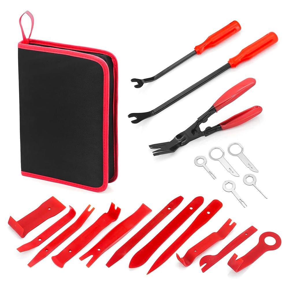 Ensemble d'outils de dépose de voiture rouge 19 pièces pour garniture