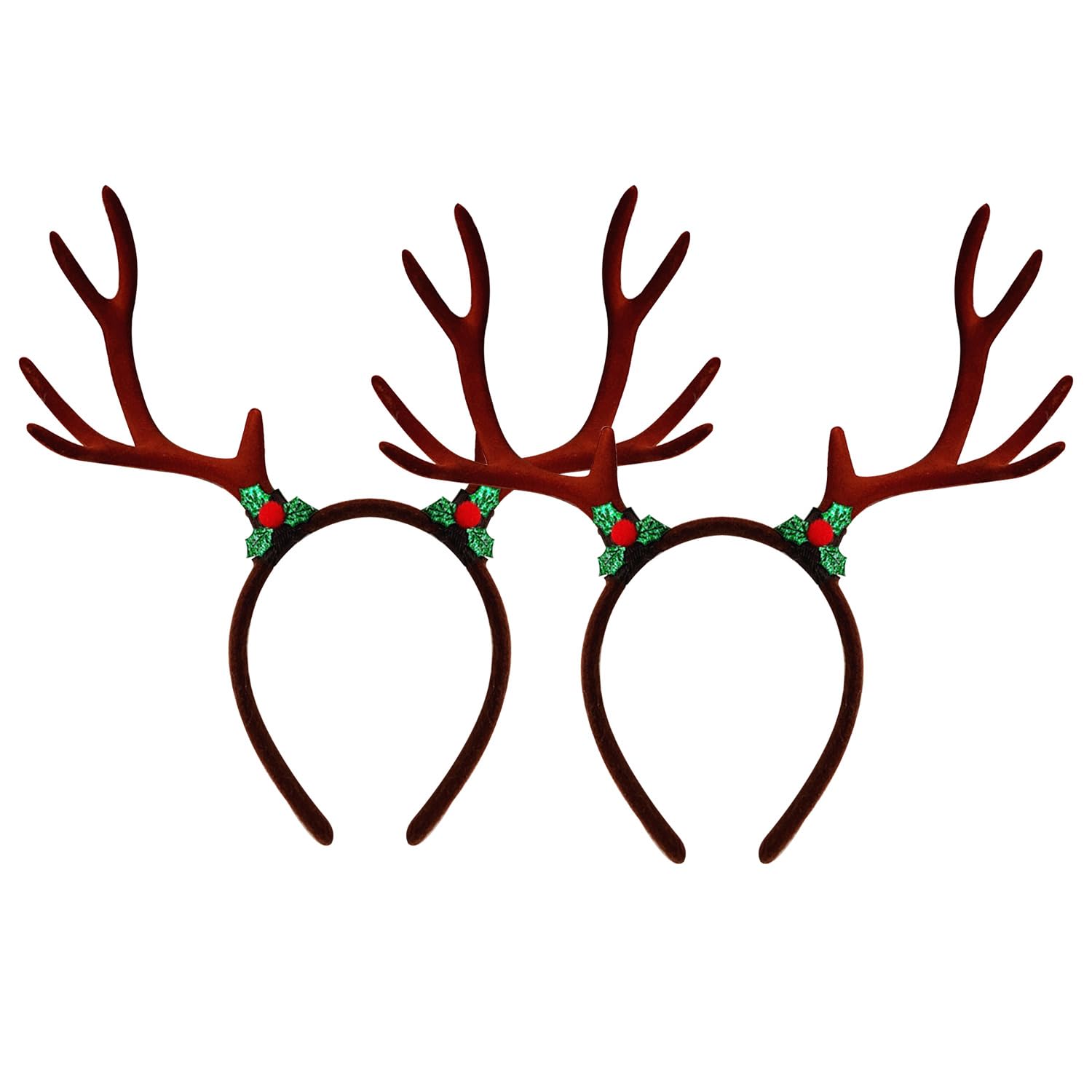 DVOFU 2Pieces Christmas Deer Antler Headband Cute Brown Reindeer Hair Hoop Women Girls Lovely Animal Ears Funny Headwear for Xmas Party
