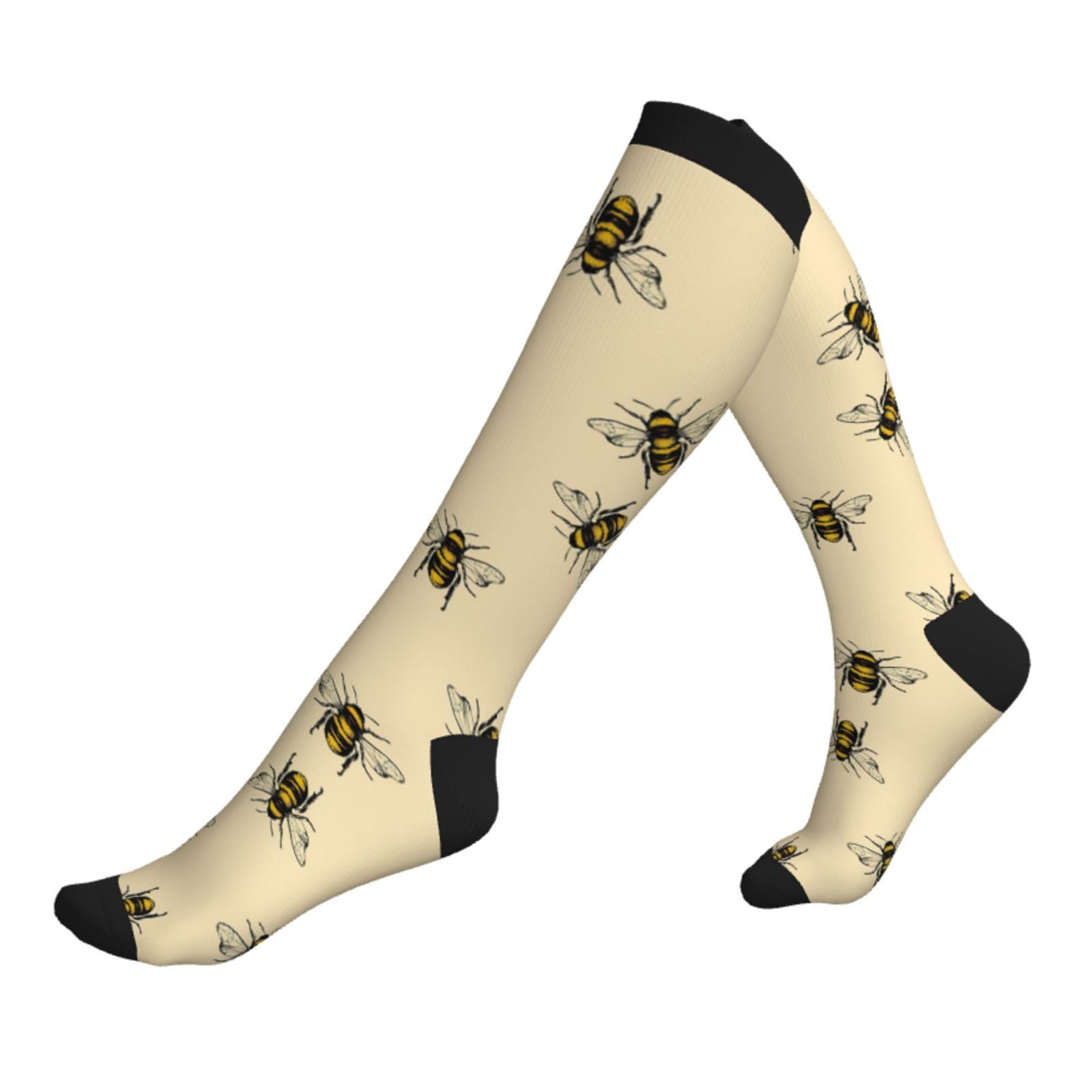 KoNsev Bee Compression Socks Men Women, Compression Stocking Nurse Socks For Edema Travel Pregnancy