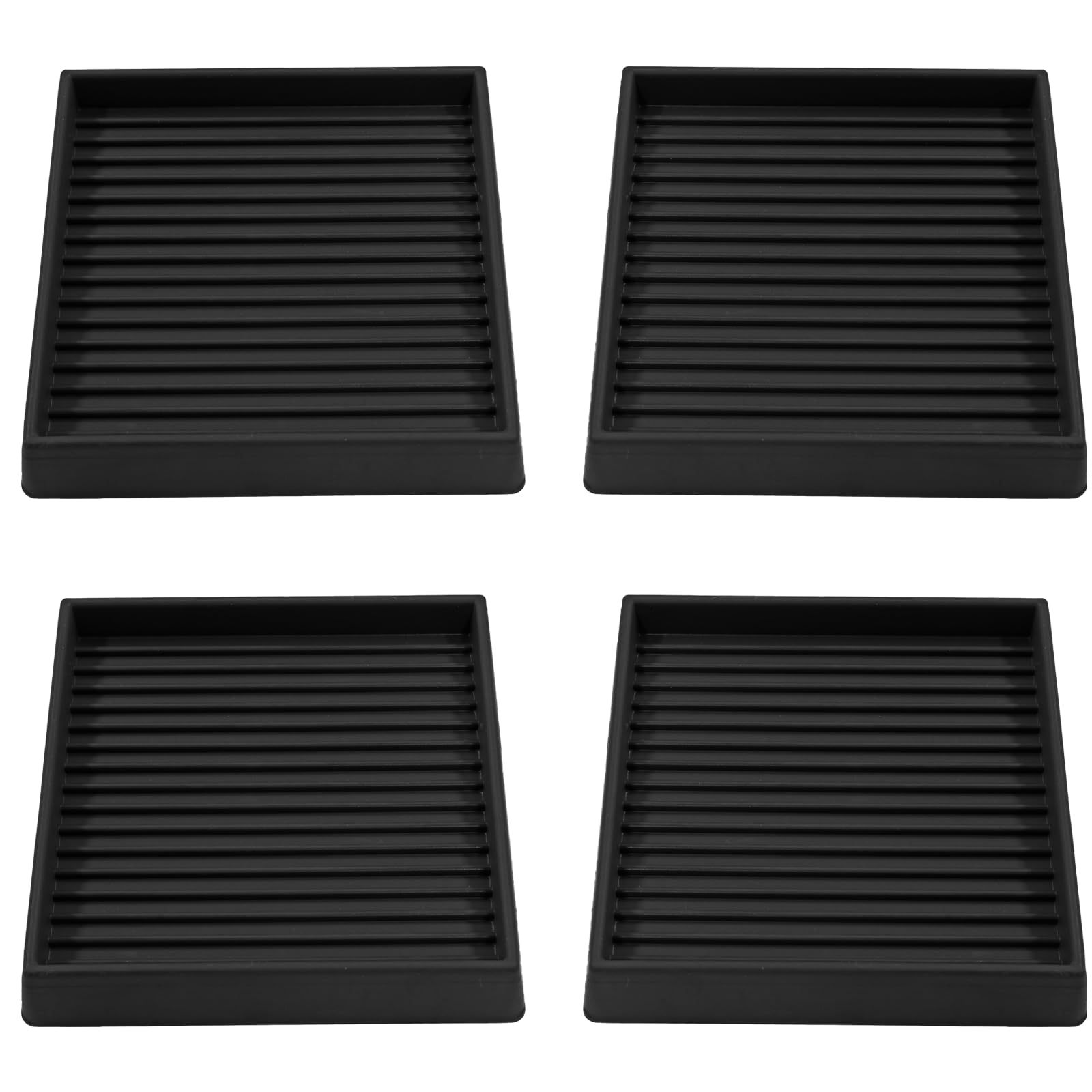 Bonsicoky 4 Pcs Non Slip Furniture Pads - 2x2 Square Rubber Furniture Caster Cups with Anti-Sliding Floor Grip - Furniture Coasters for Couch Chair
