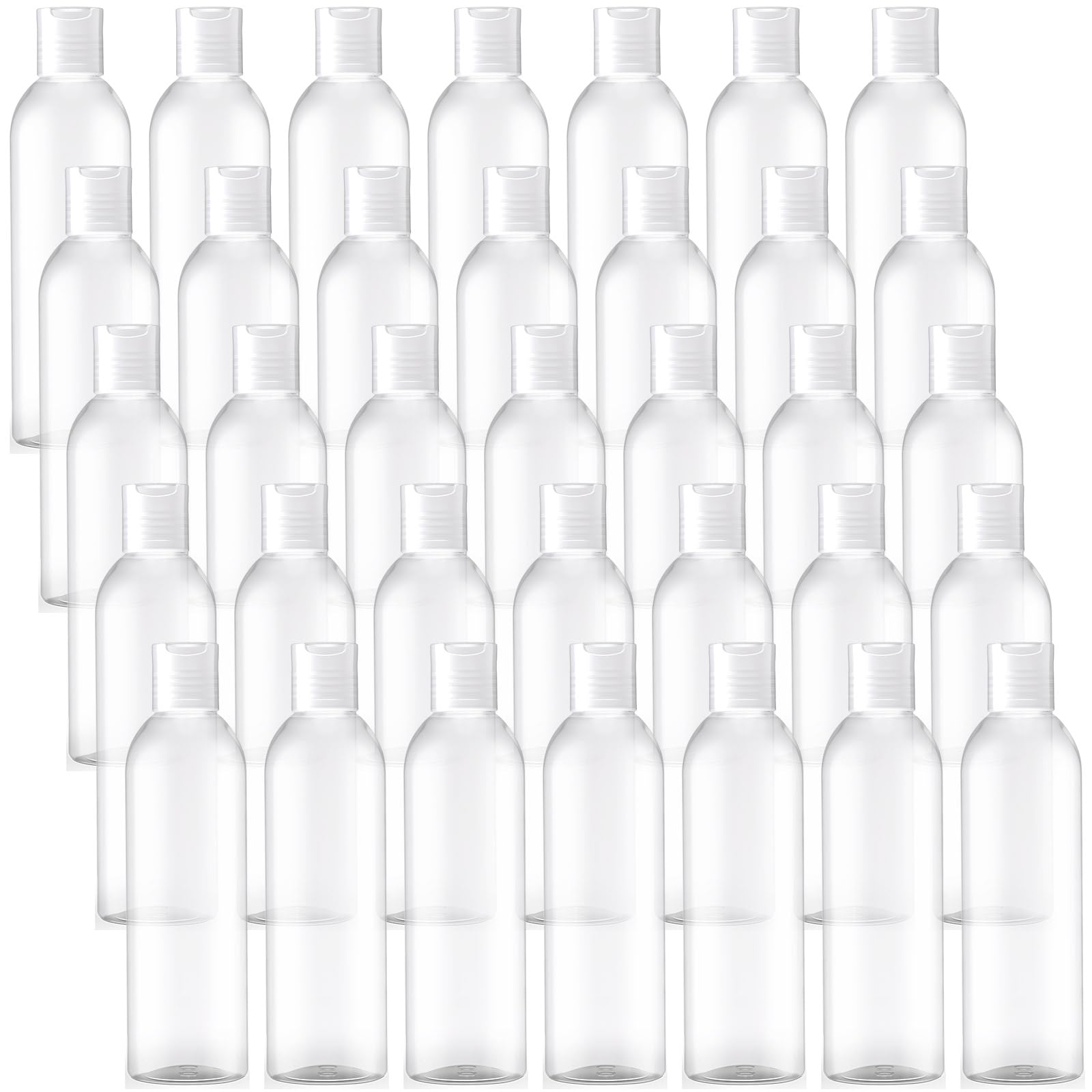 Eccliy 48 Pack 8oz Empty Plastic Squeeze Bottles with Disc Caps Travel Containers Refillable Plastic Empty Bottles with Caps for Shampoo, Lotions, Liquid Body Soap, Creams (Clear)
