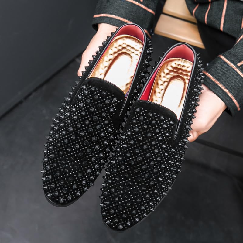 Men's Vintage Spike Dress Loafers Slip On Fashion Shoes Classic Tuxedo Dress Shoes Men Leather Shoes for Wedding Party Slip-on Loafer Driving Shoes Birtish Formal Business Casual Shoes Smoking Slipper2
