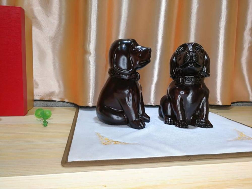 木製黒檀犬オブジェ置物