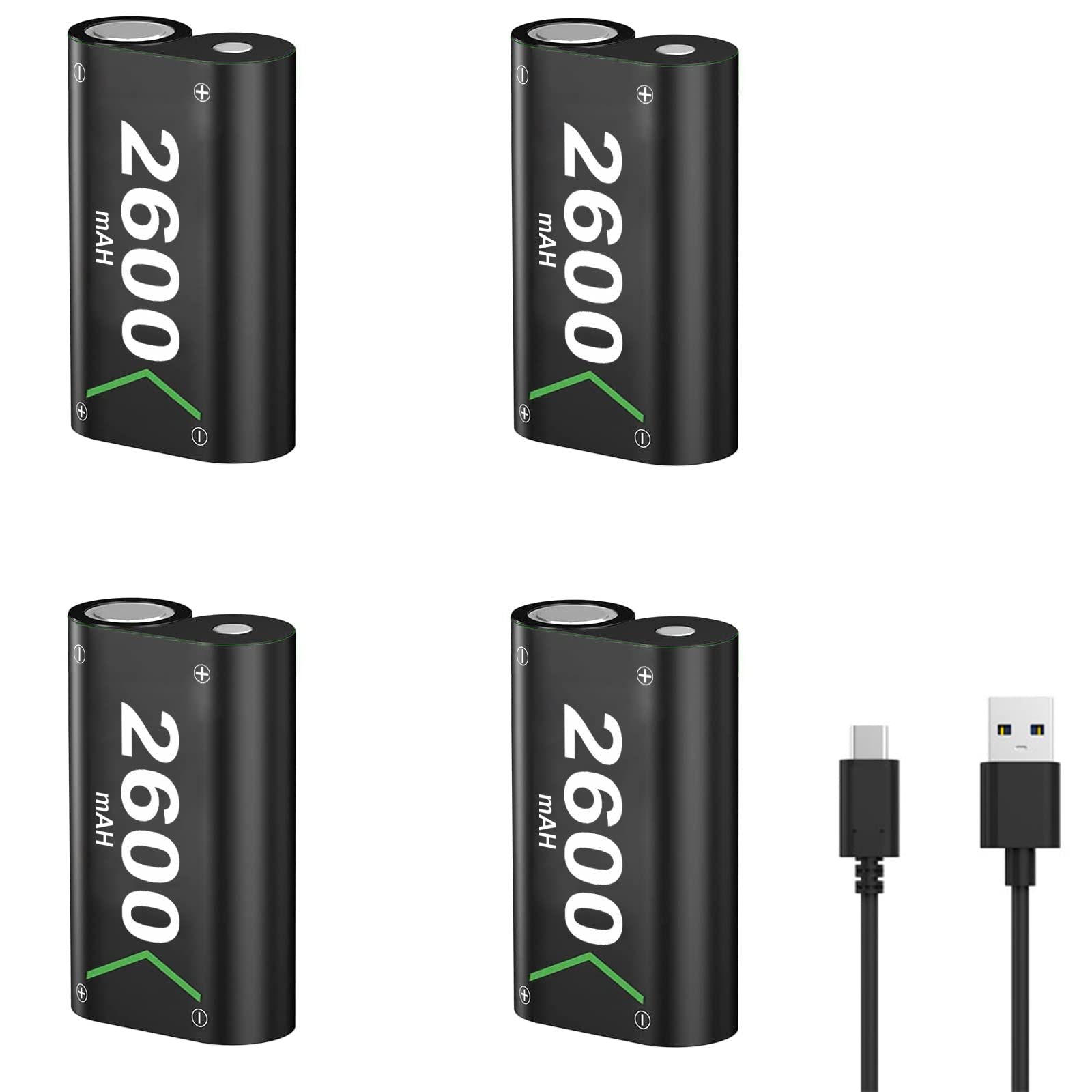 2 Pack Rechargeable Batteries for Xbox Series x/s Controller, 1400mAh High Capacity Battery for Xbox Series x, Xbox One, One S, One X, One Elite Controller