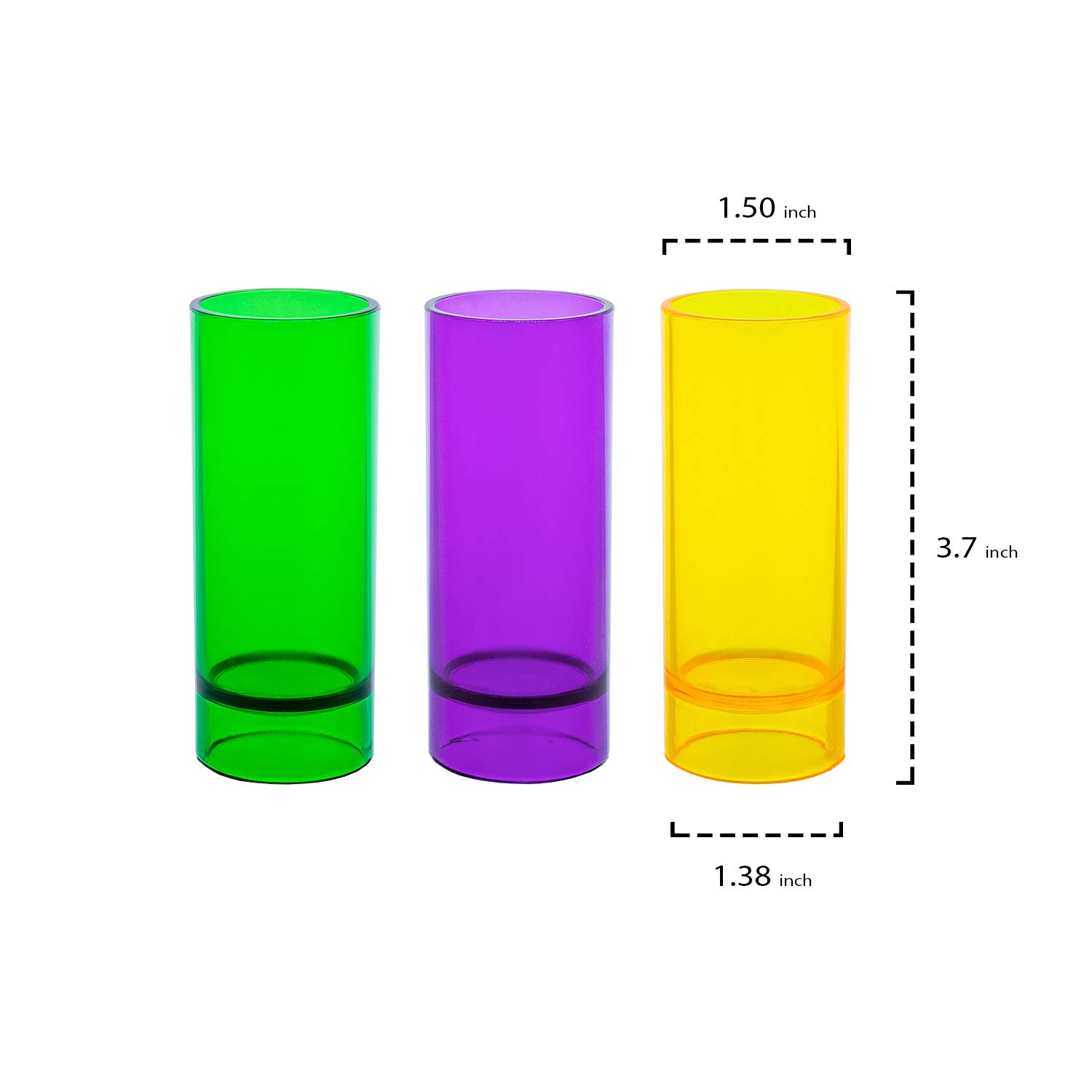 Party Essentials 10 vasos de chupito de plástico duro de 2 onzas, mezcla de Mardi Gras