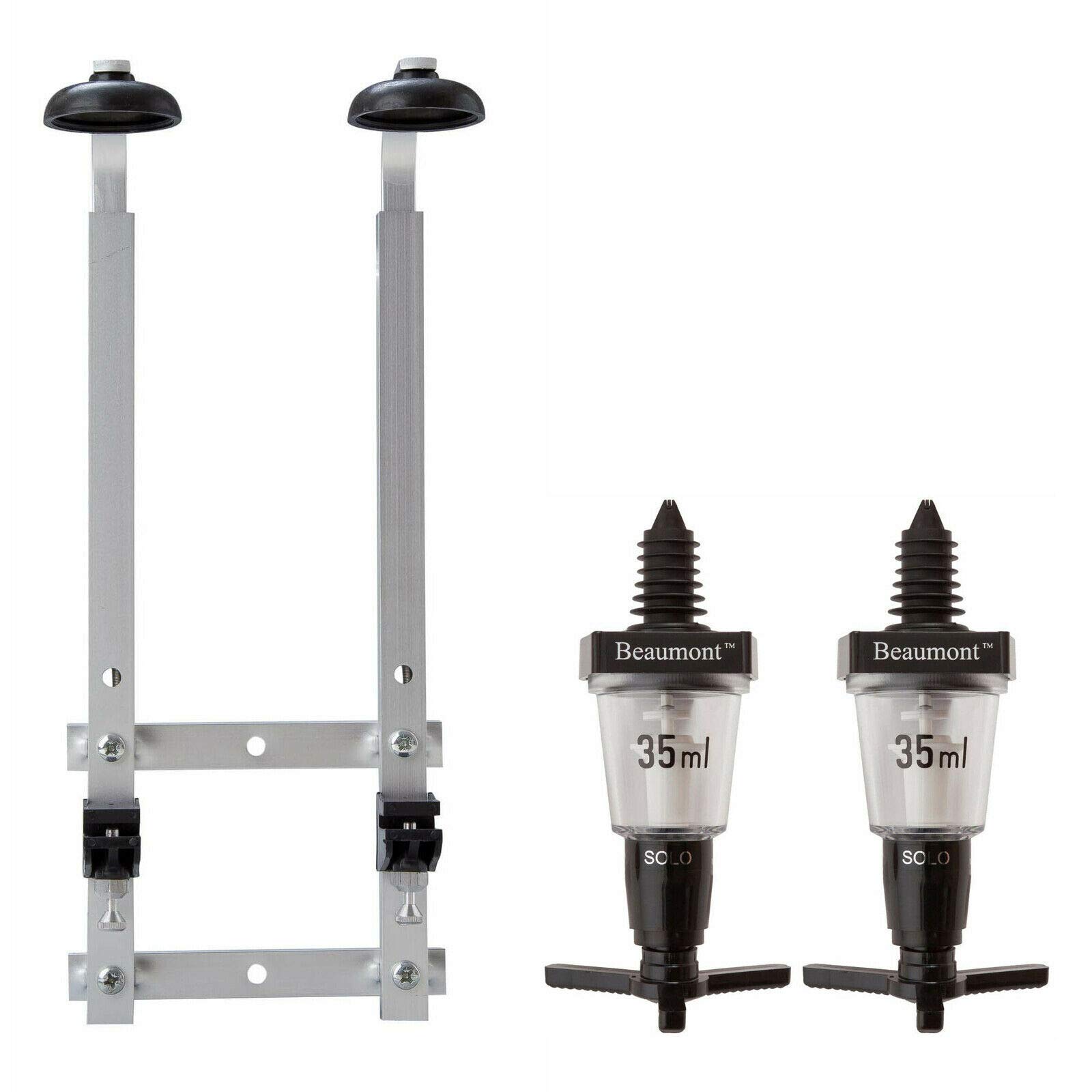 We Can Source It Ltd Black - Durable 2 × 35 Ml Solo Bar Optic Spirit Measures With 2‑Bottle Wall Mount Bracket — Heavy‑Duty, Accurate Pour, For 70 Cl–1 L Bottles, Compact Bar Or Home Use, Fast Setup