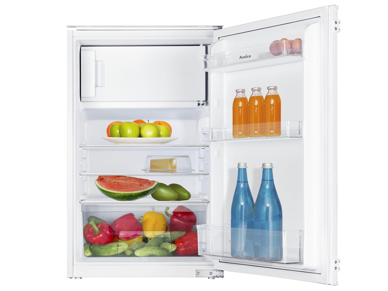 Amica Einbau Kühlschrank 116 L 87,1x54x54 cm EKSS 361 915 | 880 mm Nische, 100 L Kühlteil, 16 L Gefrierteil, Schlepptür-Technik, Inverter Kompressor, Tür-Offen-Alarm
