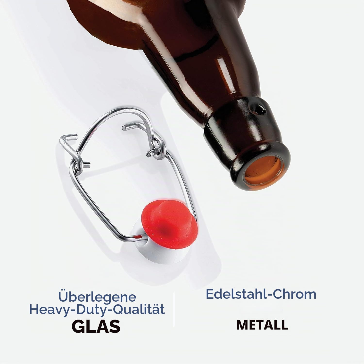 6 Stück Glasflaschen mit Flip-Top-Verschluss, Luftdichte Gärverschlüsse für Bierbrauen, Wein, Gewürzsaucen, Getränke, Öl, Essig, Kombucha & Wasser, 474 ml, Bernsteinfarben