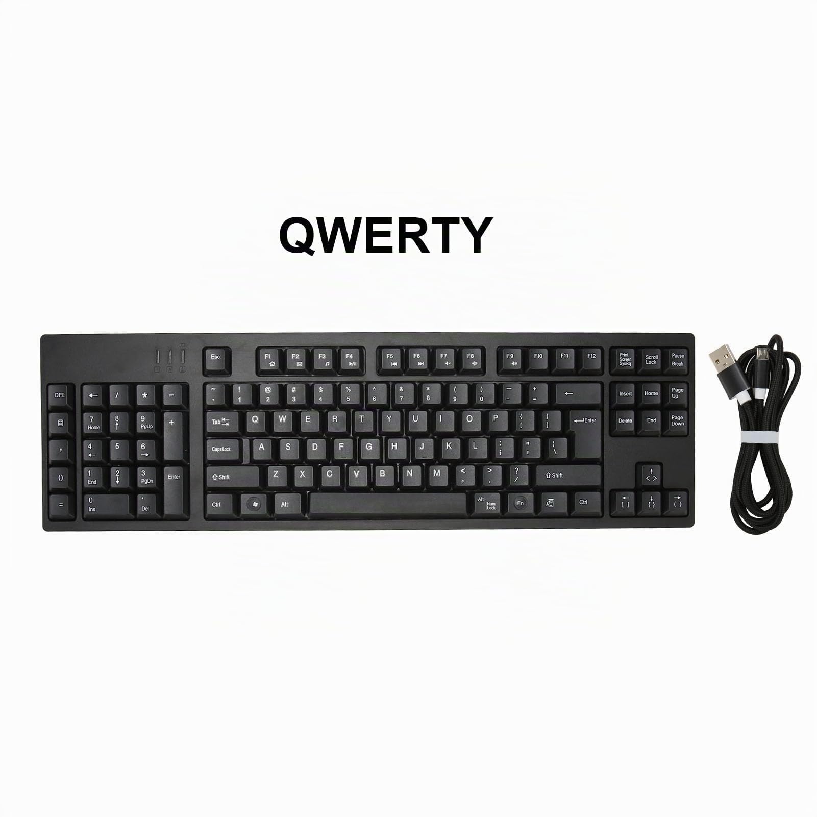 Fockety Linkshänder-Tastatur, 109 Tasten, ergonomisches Layout, linker Numpad, Micro-USB, Plug-and-Play, wiederaufladbar, US-Layout, englische Tastatur