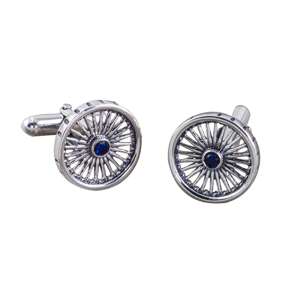 FOURSEVENSilver Jewellery 925 Sterling Silver Ashok Chakra Wheel Of Progress Cufflinks for Men and Women (Top Gifts for Men/Women)