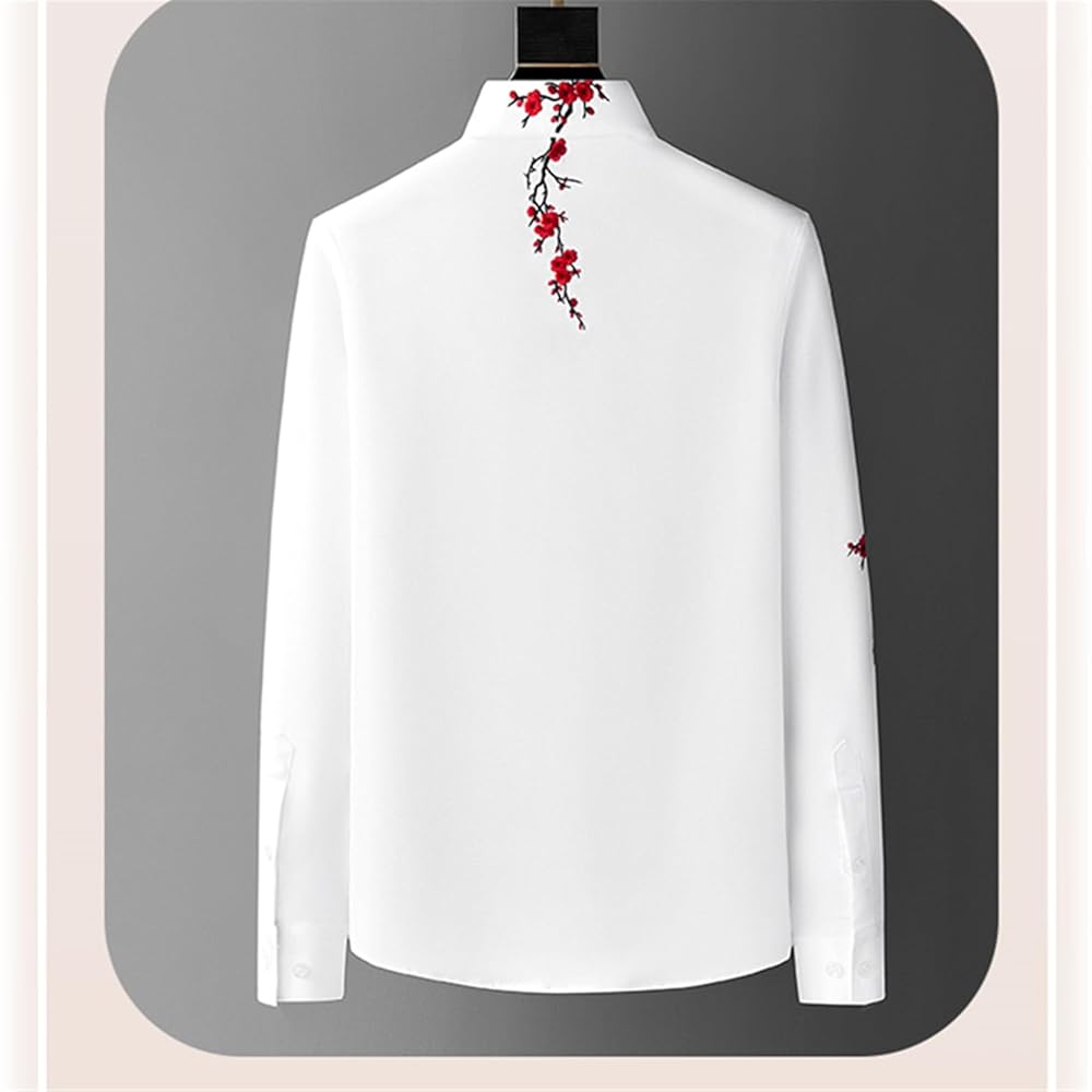 Men 's Embroidered Long-Sleeved Shirt Spring Slim Non