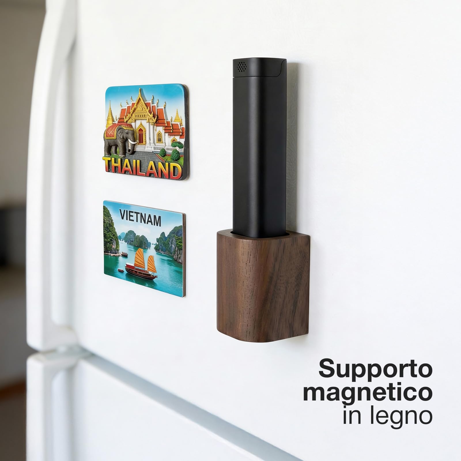 Pill Organizer Portapillole Settimanale in Alluminio Premium, 100 Metallo | Base in Legno, Grande Capacità e Design Elegante, Materiali Resistenti, Perfetto per Viaggio, Senza Plastica - Nero Completo
