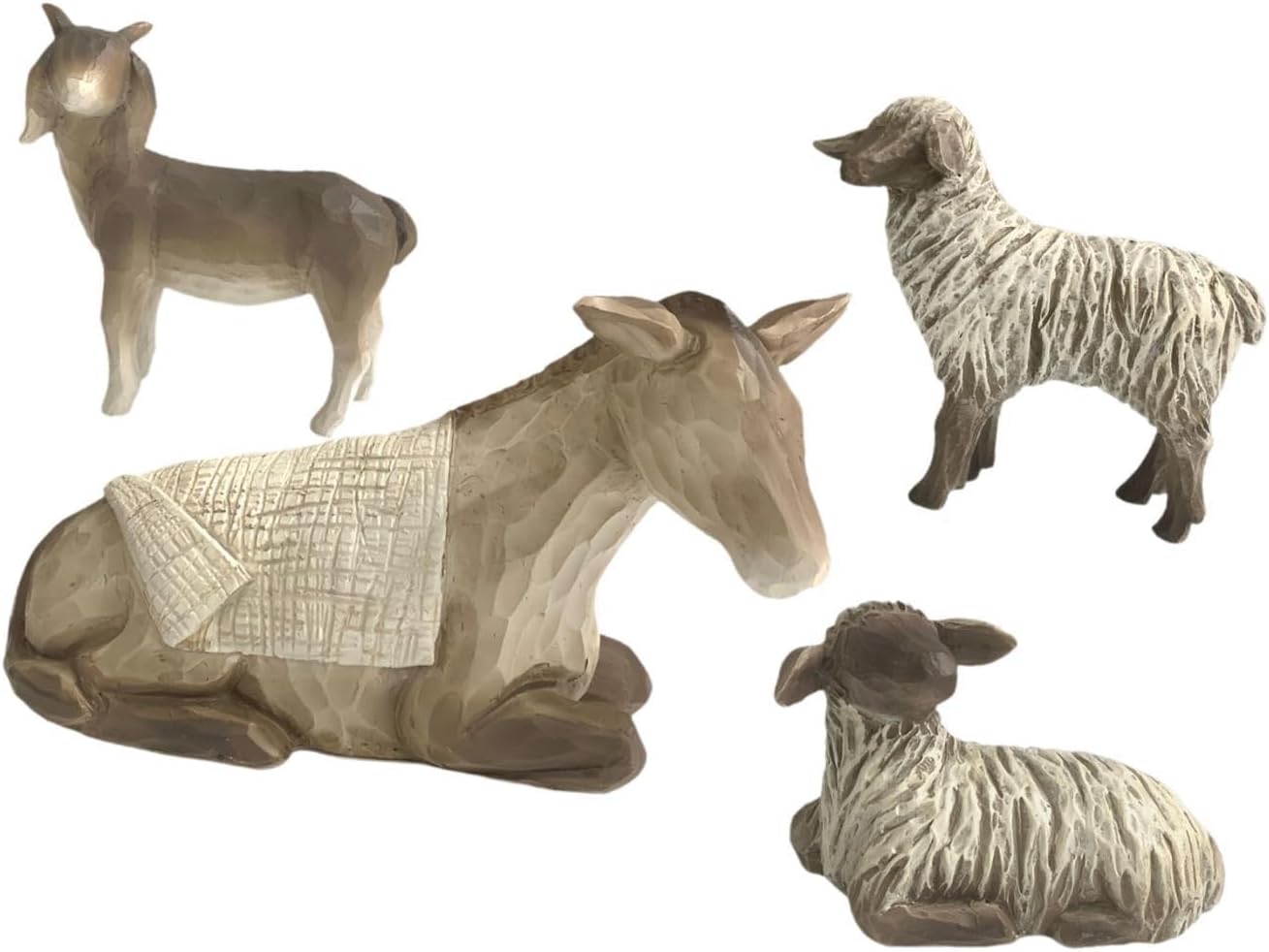 4Pcs Animal Figurines Hand Painted Figure Desk Animal Theme Nativity Set for