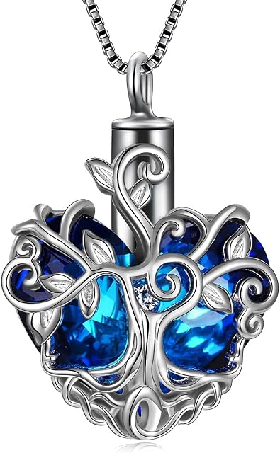 TOUPOP Ashes Jewellery s925 Sterling Silver Tree of Life Urn Necklace for Ashes Keepsake Memorial Locket Cremation Jewellery with Funnel Filler