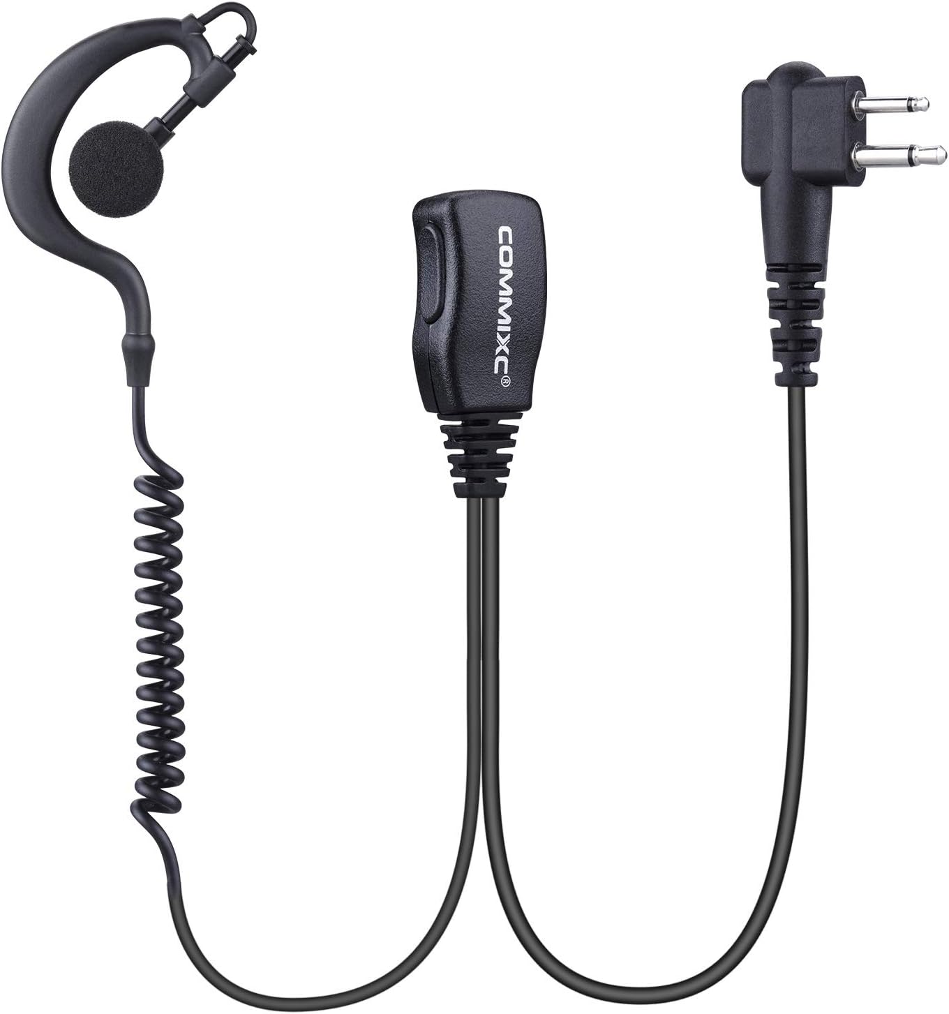 COMMIXC (2 Pack) Walkie Talkie Earpiece, 2-Pin 2.5mm/3.5mm G Shape Walkie Talkie Headset with PTT Mic, Compatible with Motorola Two-Way Radios