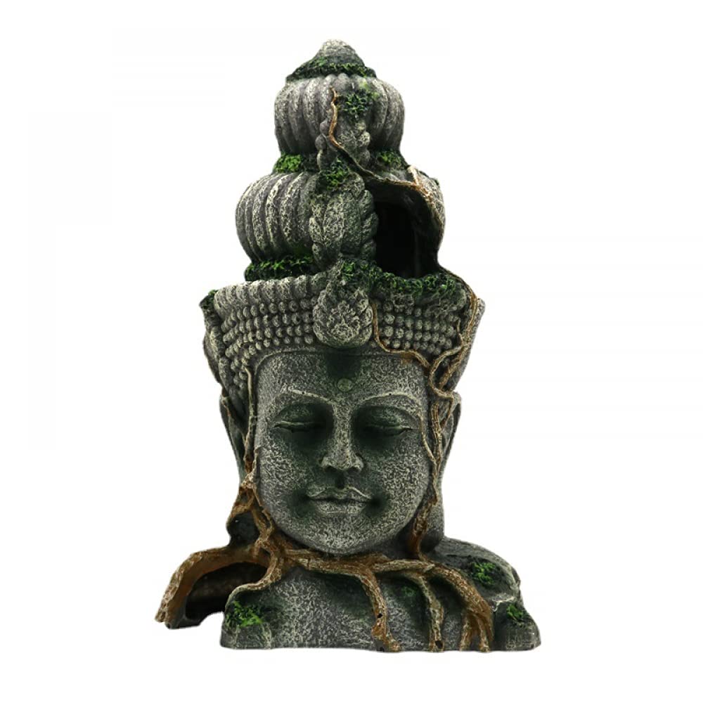 Siqi Retro Buddha Decorazioni per acquari Resina Serbatoio di Pesce Buddha Seduto Statua Ornamento per Acquario Accessori per Animali Domestici Decorazione paesaggistica