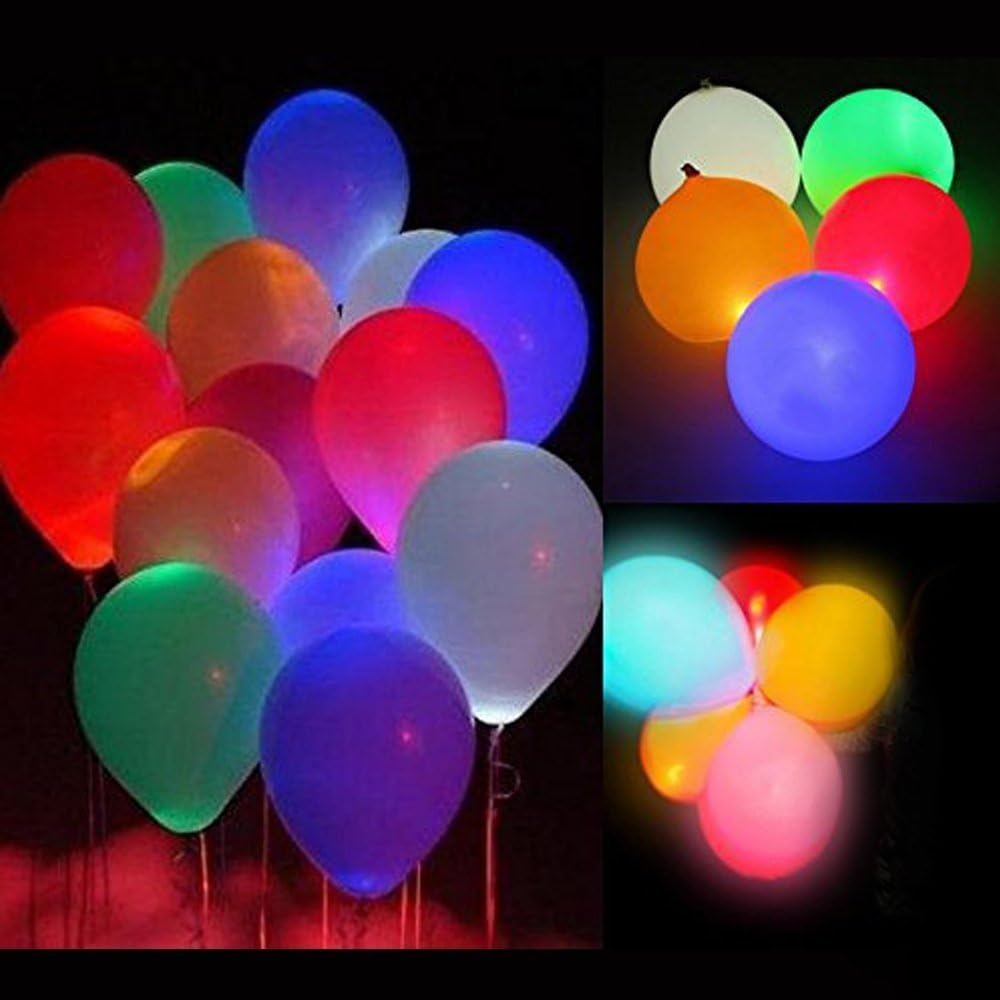 Colleer 30 Pieces Colorful LED Light Luminous Balloons Night Light Glowing Balloons light for Party, Birthday, Wedding, Festival, Club, Bar, Concert （Assorted Color）