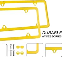 Vista 3 de alpmosn - 2 marcos de placa de acero inoxidable, 4 agujeros, cubiertas para placa de automóvil con tornillos, arandelas y tapas, para vehículos