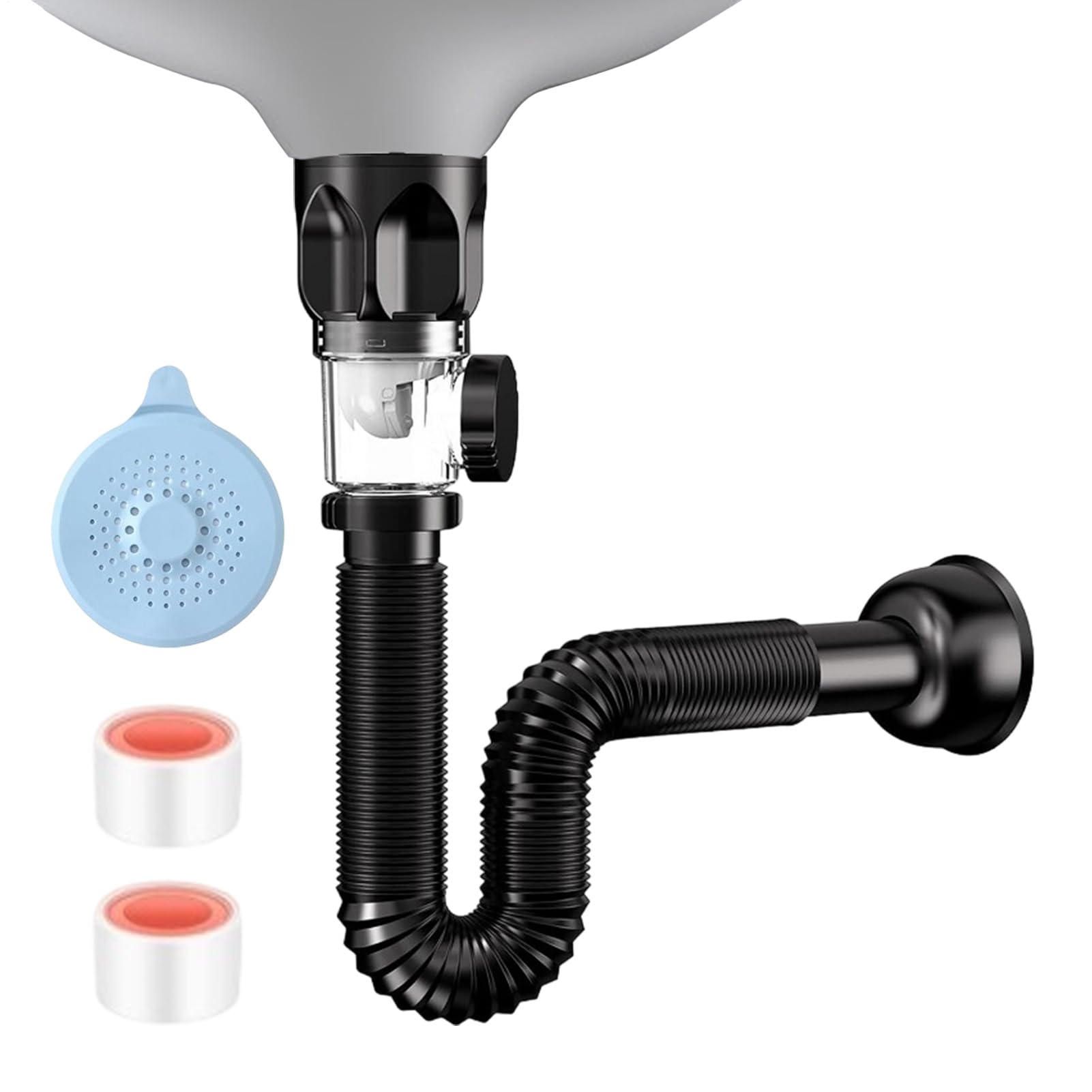 Badezimmer-Waschbecken-Ablauf-Set – Abwasser-Fallen-Kit Rohrverbinder – Pop-Up-Becken-Abfall-Abflussrohr | universeller auslaufsicherer Abflussschlauch mit Abdeckung