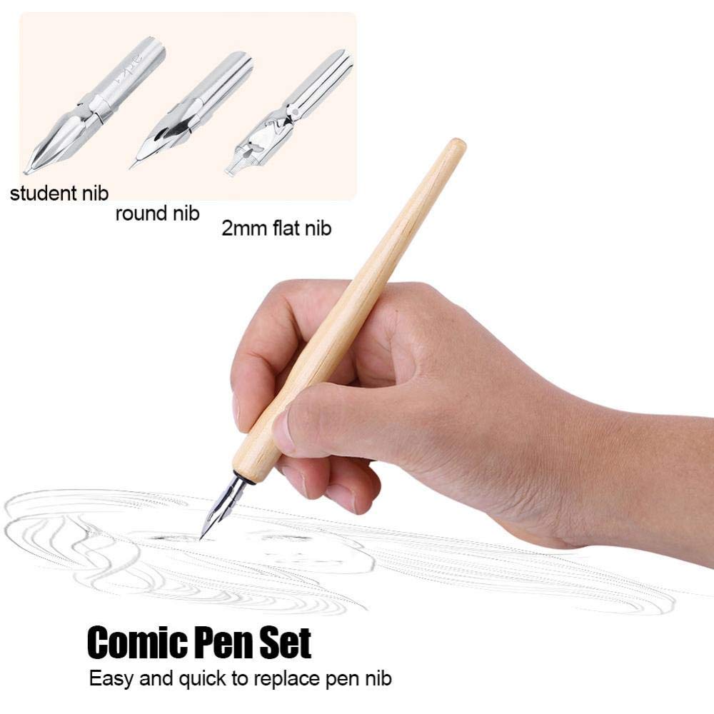Stylo de Calligraphie Comique Comic Pen Set 3 Nibs 1 Porte-Bois 1 Encre Stylo de Calligraphie Comique Comic Pen Set 3 Nibs 1 Porte-Bois 1 Encre