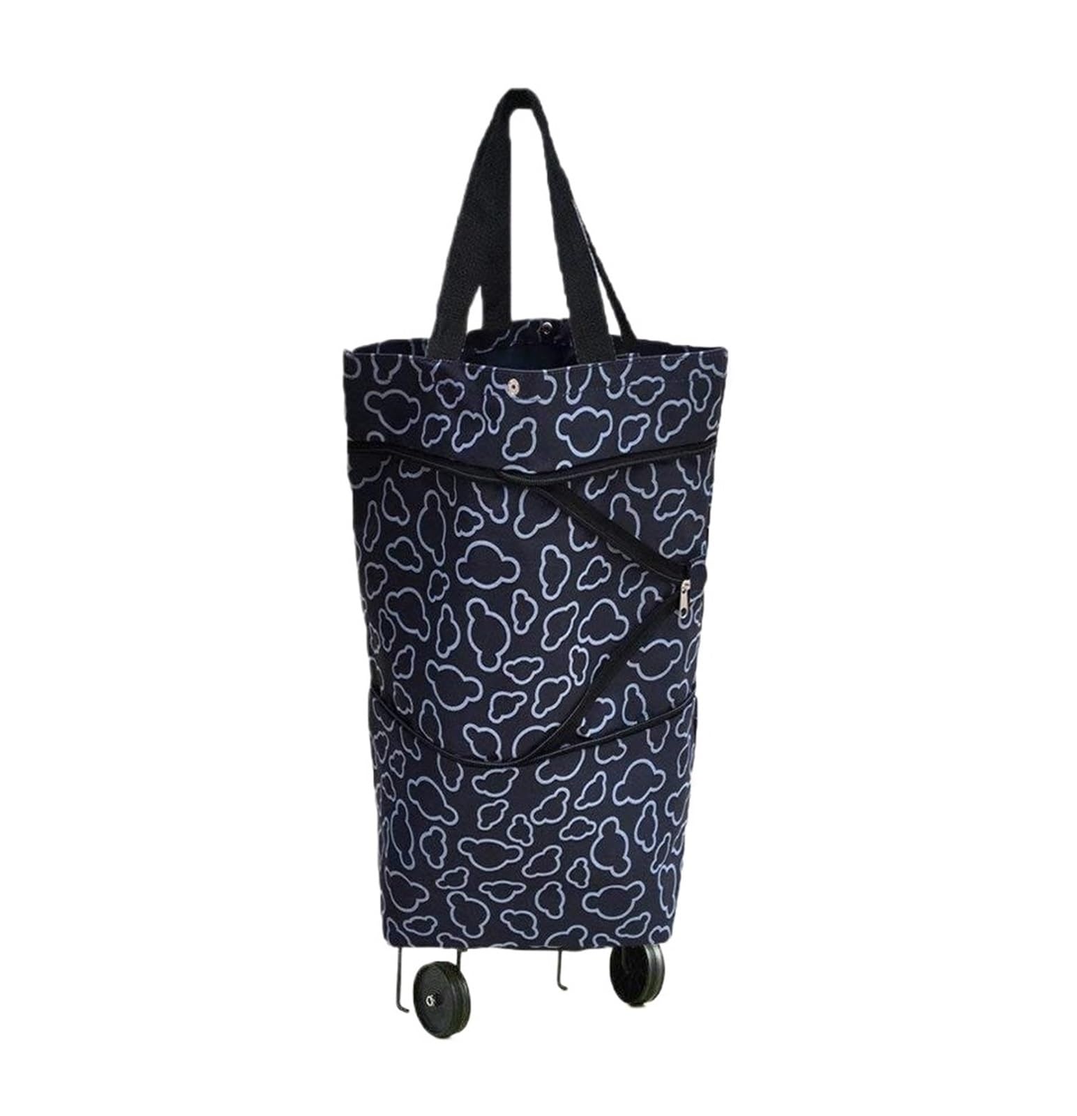 Dannmpx Black Shopping Trolley Shopping Cart Foldable Portable Trolley Bag For Buying Food And Groceries Utility Cart