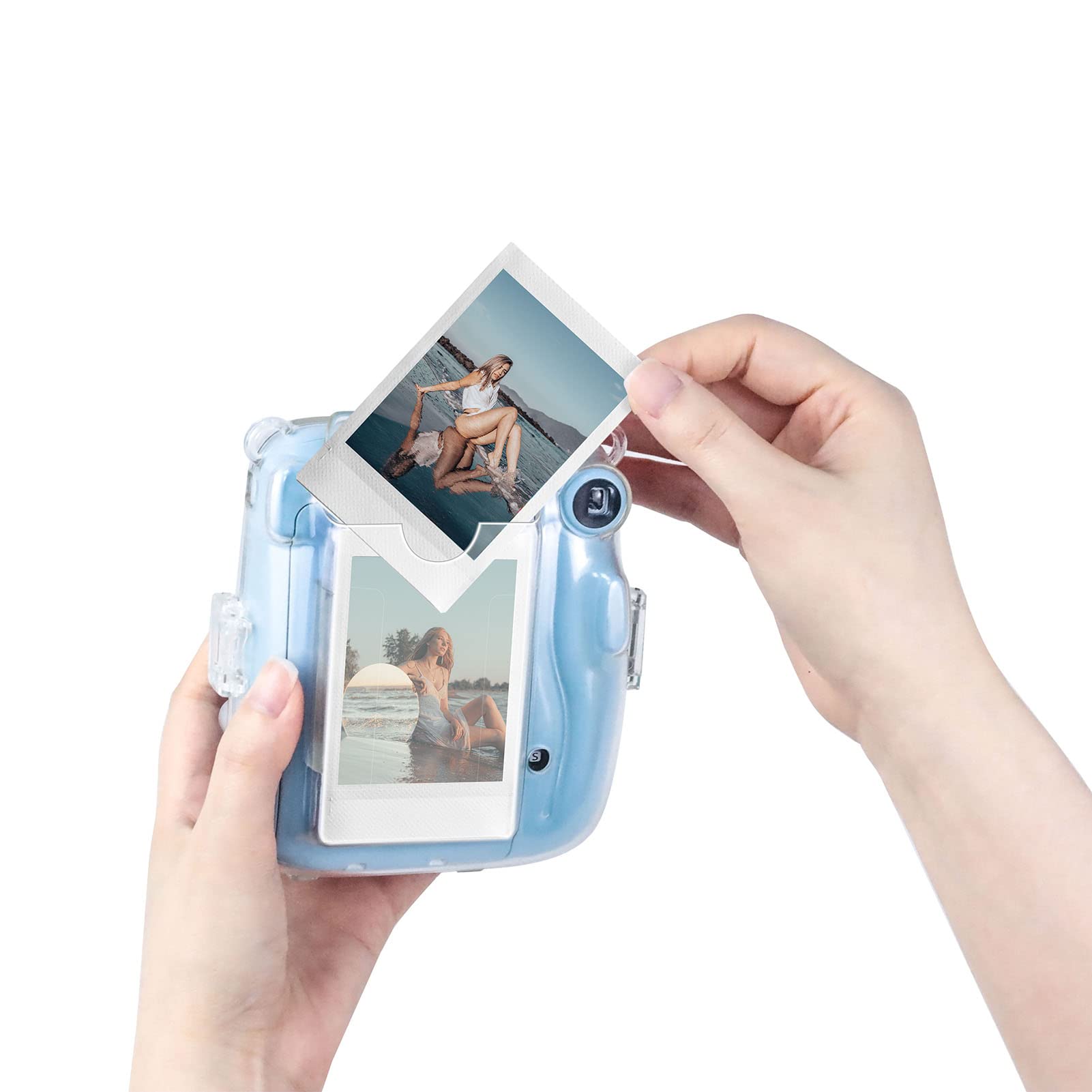 Mini 11 Camera Case Bundle - Clear Protective Case With Film Pocket & Shoulder Strap