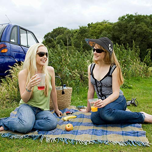 Amosfun Chapéu de sol preto para uso ao ar livre dobrável com proteção solar e aba larga chapéu de s
