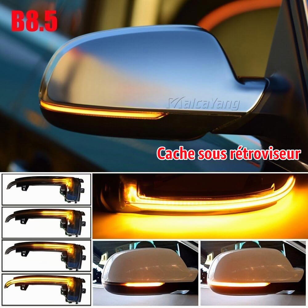 Une paire Indicateur de Miroir Sequentiel Dynamiques LED Clignotant Pour Audi A3 8P A4 A5 B8.5 Q3 A6 C6 S5 RS3 RS4 RS5 (2010-2016) Noir