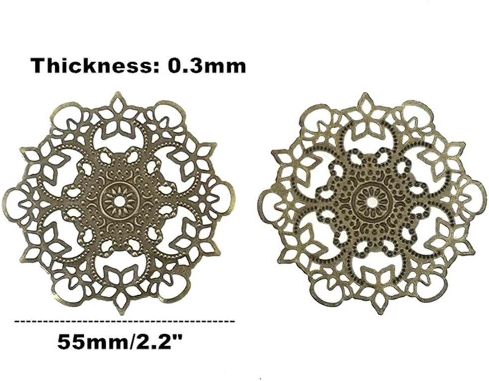 ALIMITOPIA 30pcs Filigree Wrap Charm Pendant Connector,Metal Laminate Decoration Supplies for DIY Hairpin Headwear Earring Costume Jewelry Making Findings - Image 2