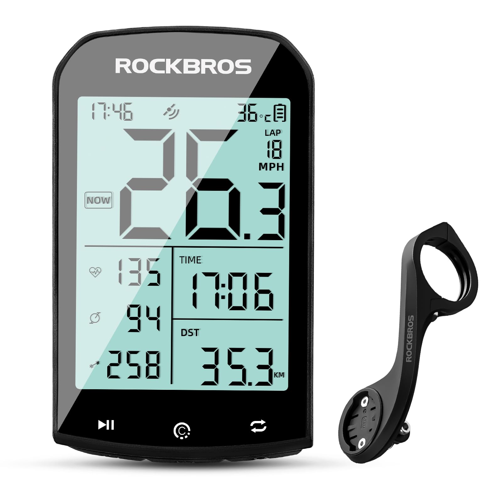 ROCKBROS Bike Computer Wireless Cycling Computers ANT+ Bluetooth Bike Speedometer Odometer Bicycle Computer for Riding Cycling Waterproof 2.9inch LCD Screen