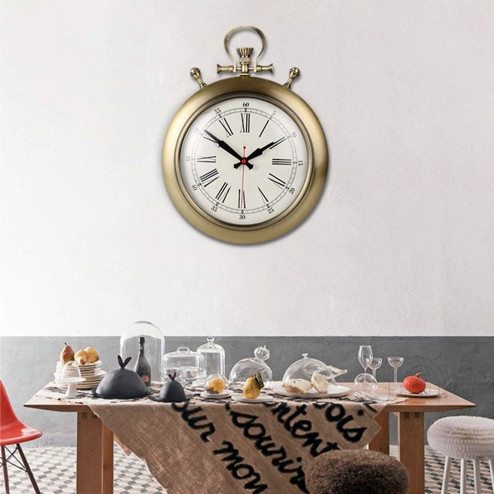 Relojes de pared Marrón Reloj de bolsillo antiguo europeo Mudo Reloj de pared レトロ ヴィンテージ Reloj de moda Reloj de personalidad creativa Reloj de pared ヨーロッパ シンプル 300 * 400(mm)  Amazonで販売中