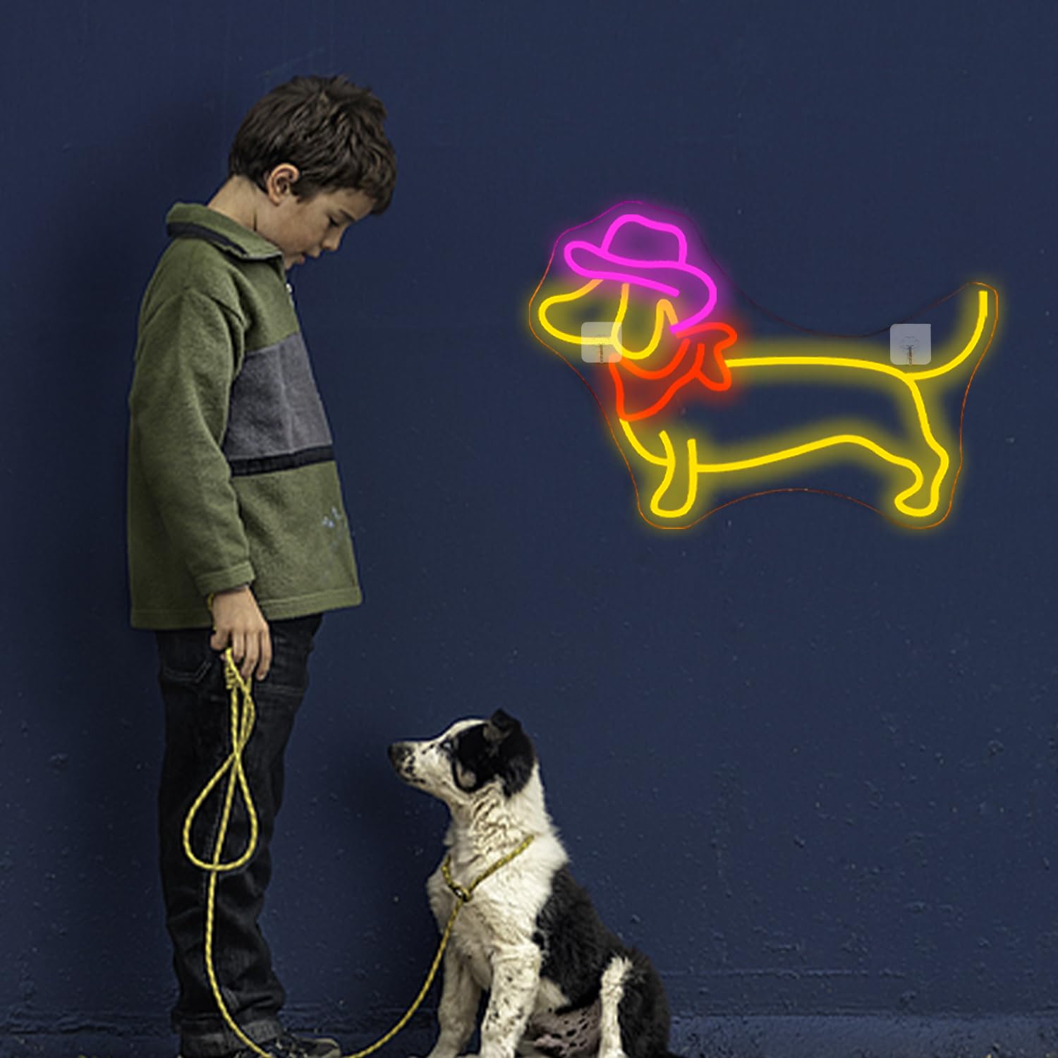 NOXET Cowdog Segno al neon Cane Segni al neon Dimmable per la decorazione della parete Segno al neon Segno LED con telecomando Luci a LED per la camera da letto Bar Partito Neon Segno del cane