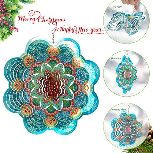 Fonmy Stainless Steel Wind Spinner-3D Indoor Outdoor Garden Decoration Crafts Ornaments 12Inch Multi Color Mandala Flower Wind Spinners #TOP1