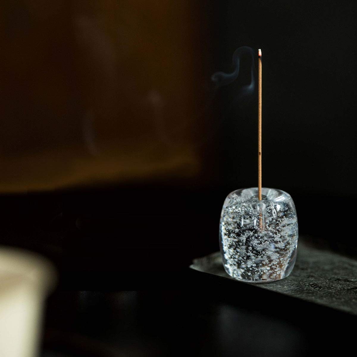 DICAHOME Clear artificial Crystal Incense Stick Holder wtith Bubles Design Quartz Incense Burner for stick Home Utilities & Accessories - Meditation & Yoga - Great Gift for Any Occasion