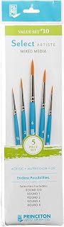 Princeton Select Artiste, Series 3750, Paint Brush for Acrylic, Watercolor and Oil, Set of 5
