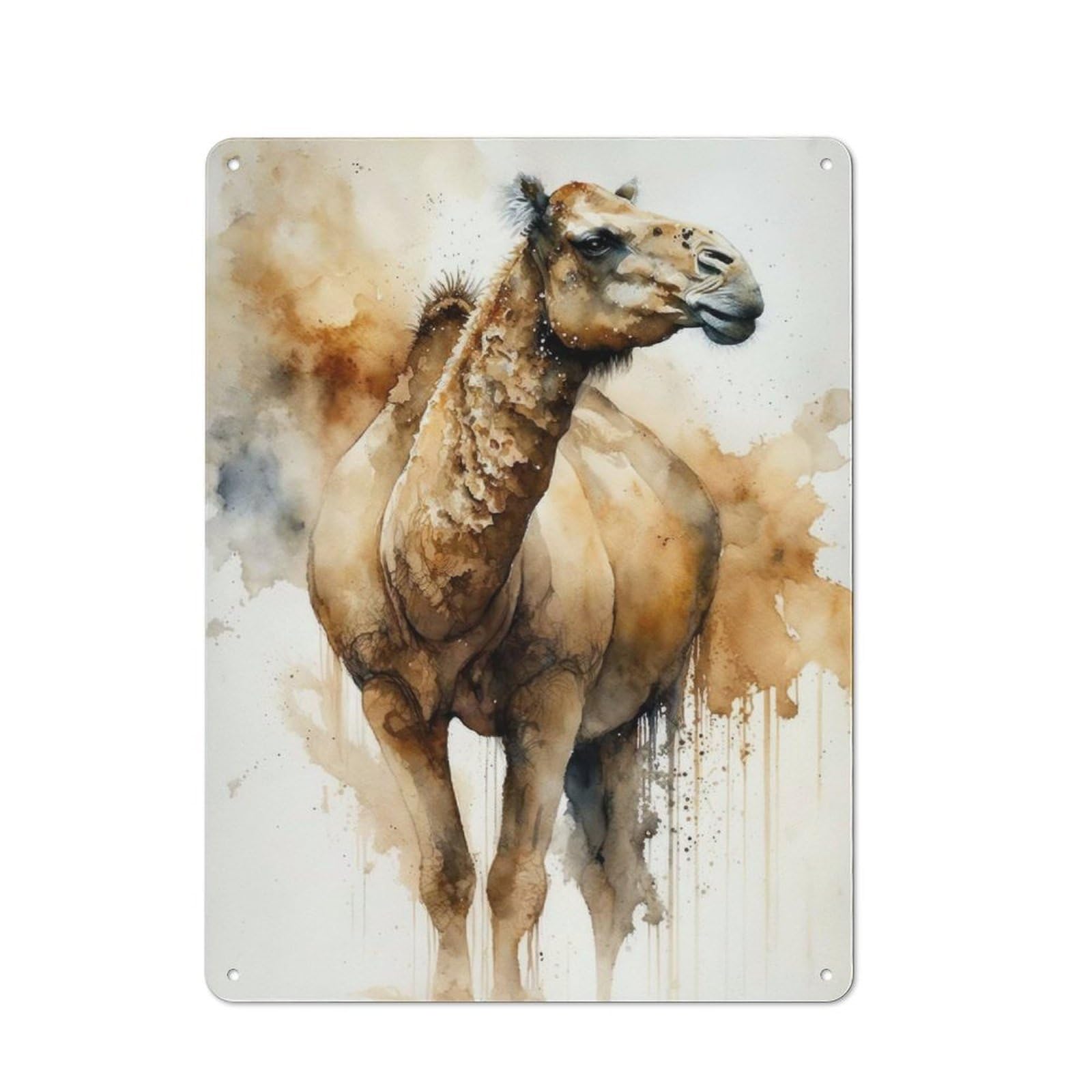 Metal Sign 40x30cm with Camel Watercolor for Pub Or Café, Vintage Decor, for Metal Sign Collectors, for Garage And Workshop Walls