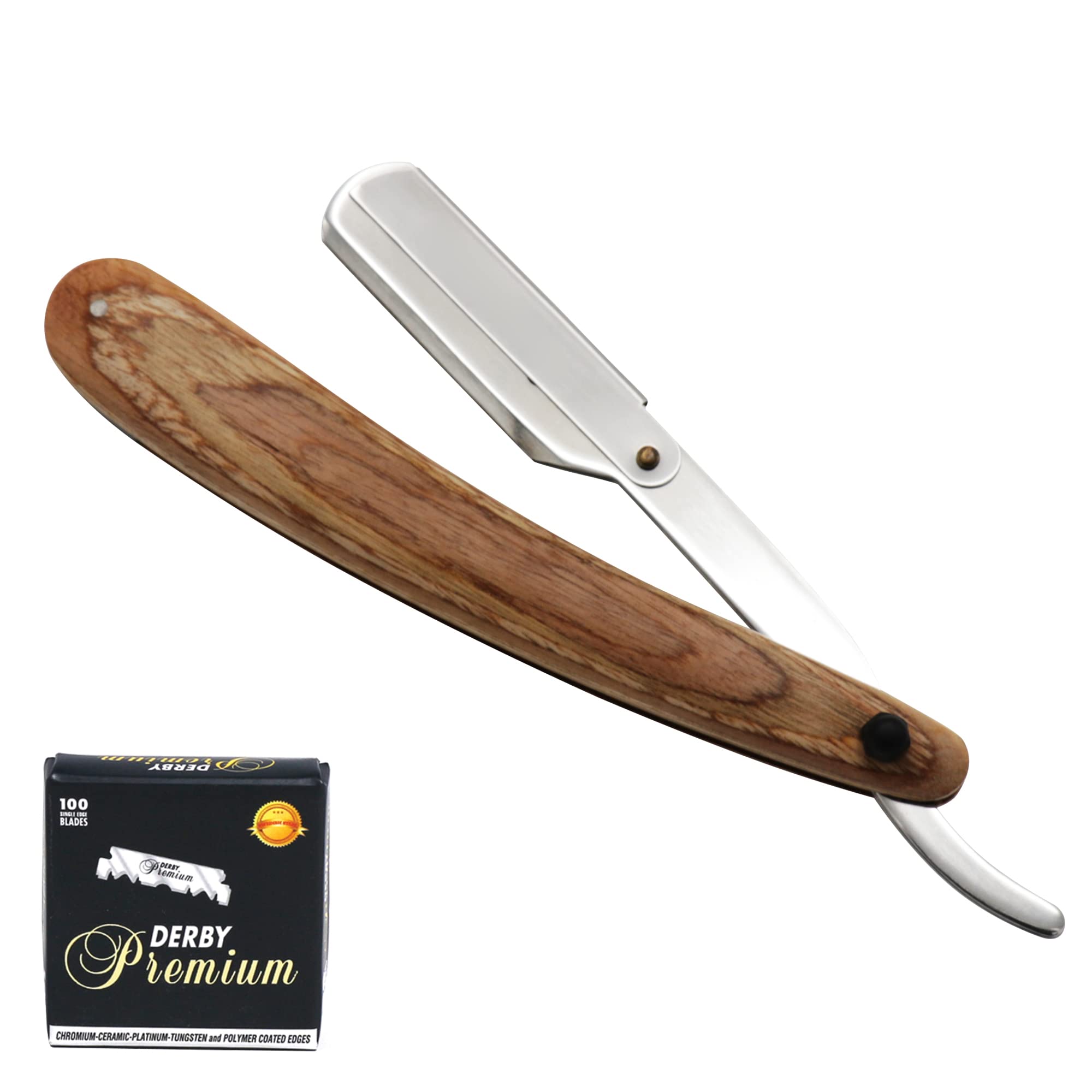 ChoCho TrackStraight Edge Razor Barber Artificial Wood Handle Stainless Steel Cut Throat Razors