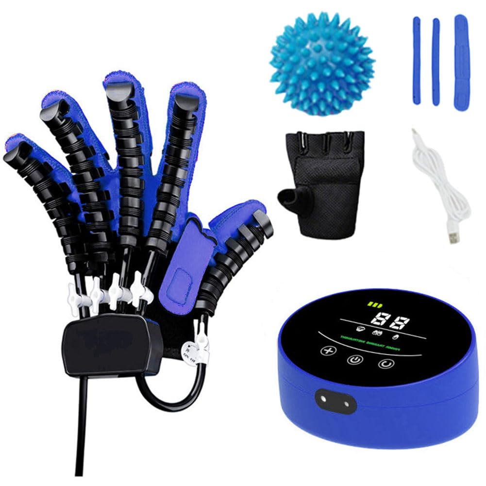 Guantes De Robot De Rehabilitación, Entrenamiento de muñeca Hemiplejía Trazo Rehabilitación Mano Férula,Aliviar La Rigidez De La Mano(Size:L,Color:Azul (Mano Izquierda))