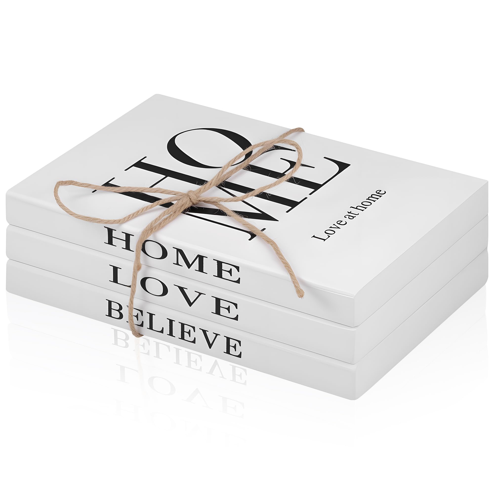 MICHIHOMIE White Decorative Books, Wooden Book Stack Faux Books