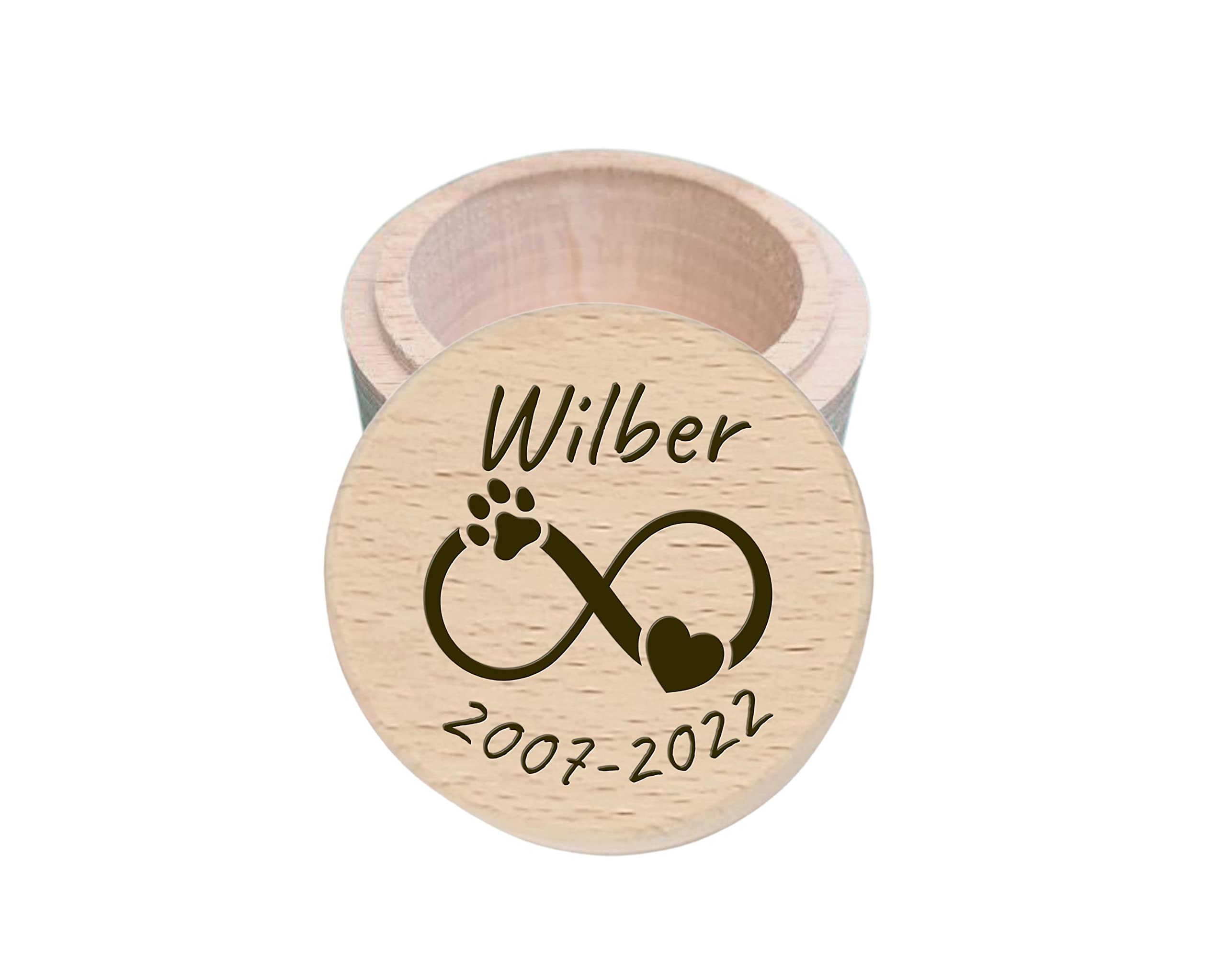 LunaTastic Gifts Personalised Wooden Pet Memorial Box, Custom Wooden Remembrance Trinket Box, Animal Fur locket Keepsake Memory Box - Infinity