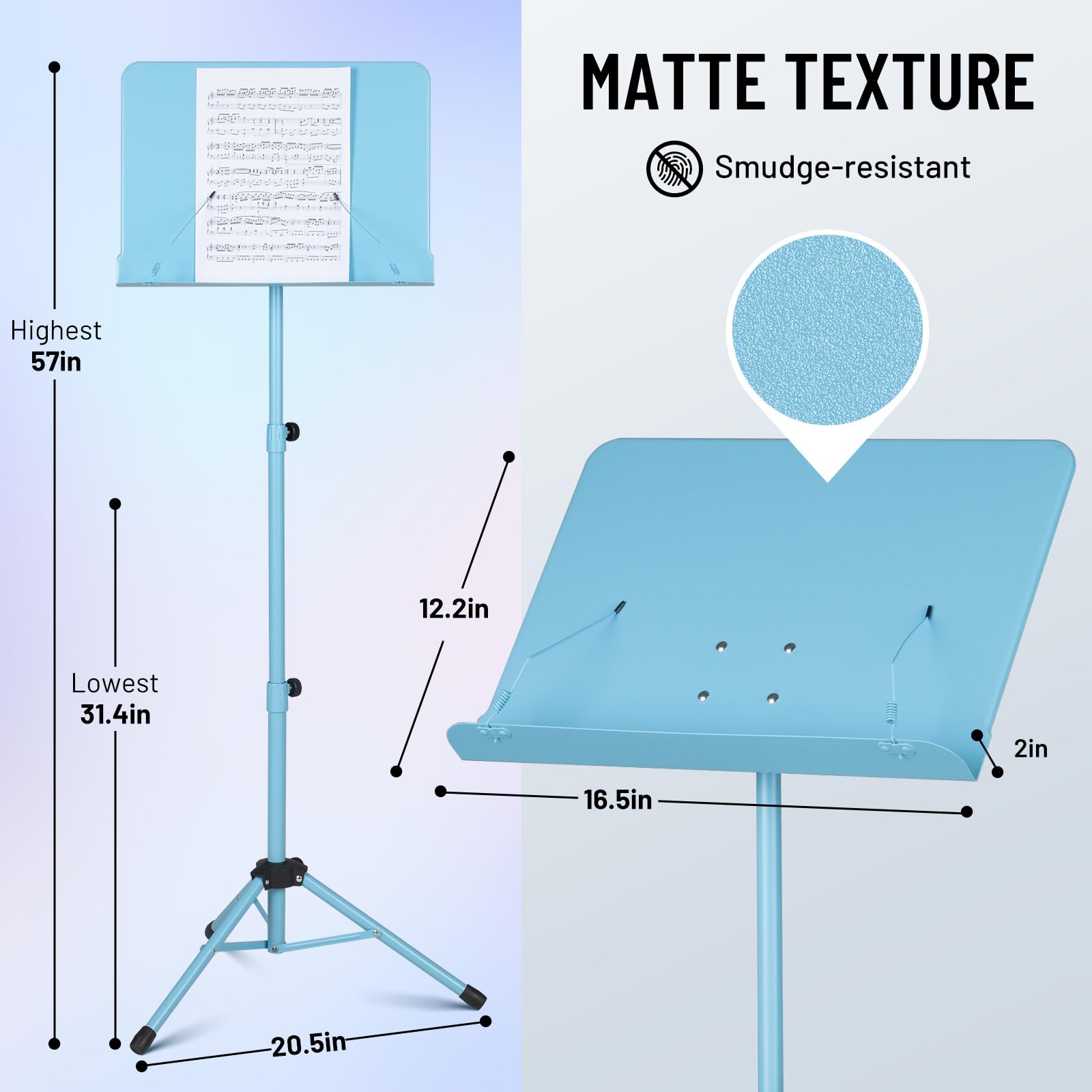 CAHAYA CY0194-3 - Atril para partituras y soporte de mesa para partituras con bolsa de transporte para libros, notas, laptop, tableta, azul, CY0194-3