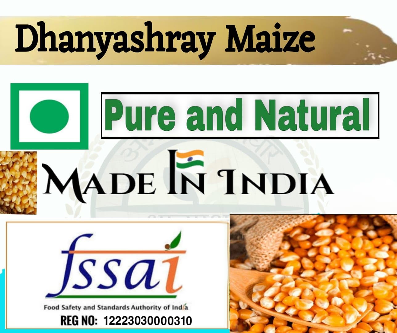 Dhanyashray Maize Corn (Whole) 1 Kg | Sabut Makka Grain (Yellow