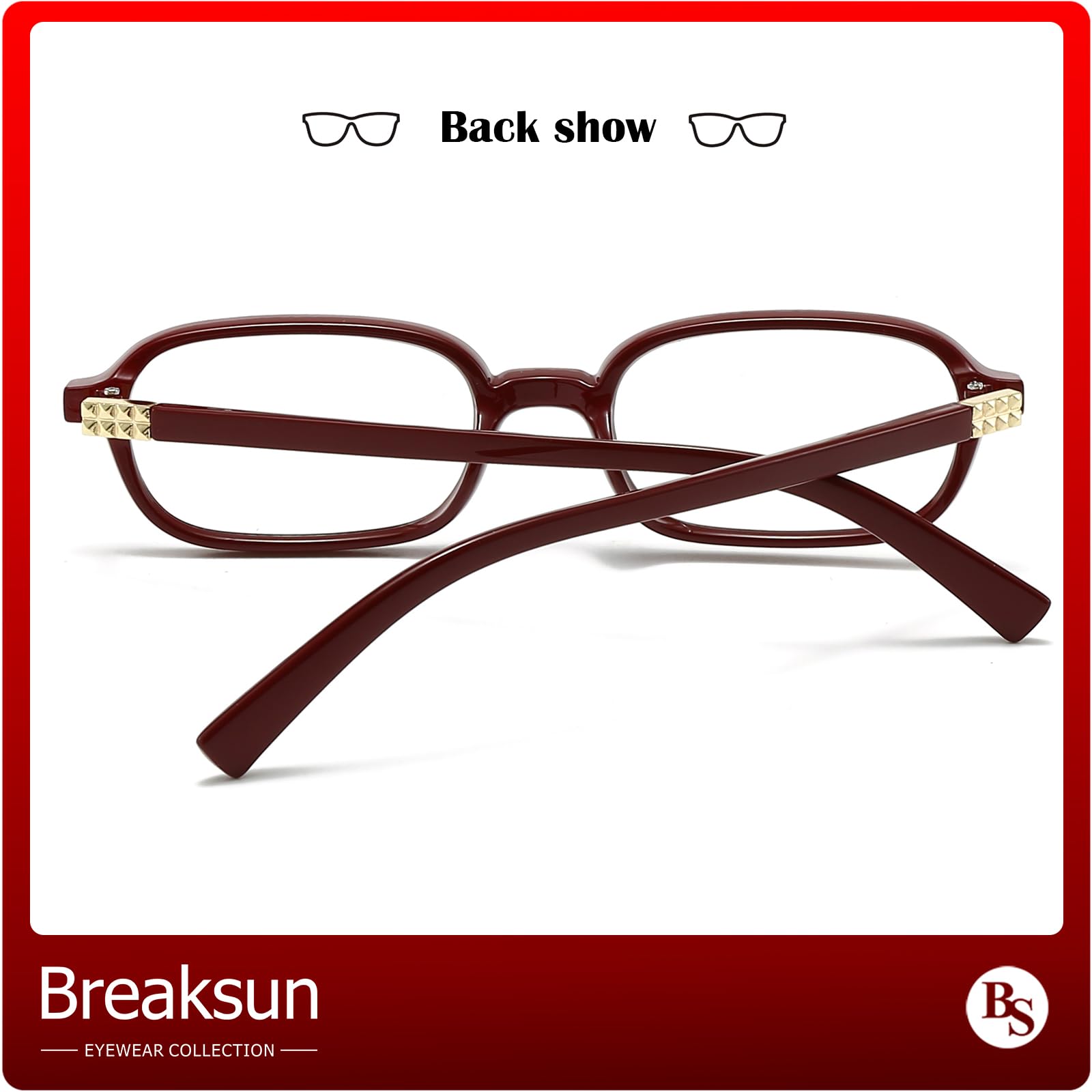 Breaksun - Lunettes rectangulaires rétro pour homme et femme, petites lunettes carrées bloquant la lumière bleue, verres classiques