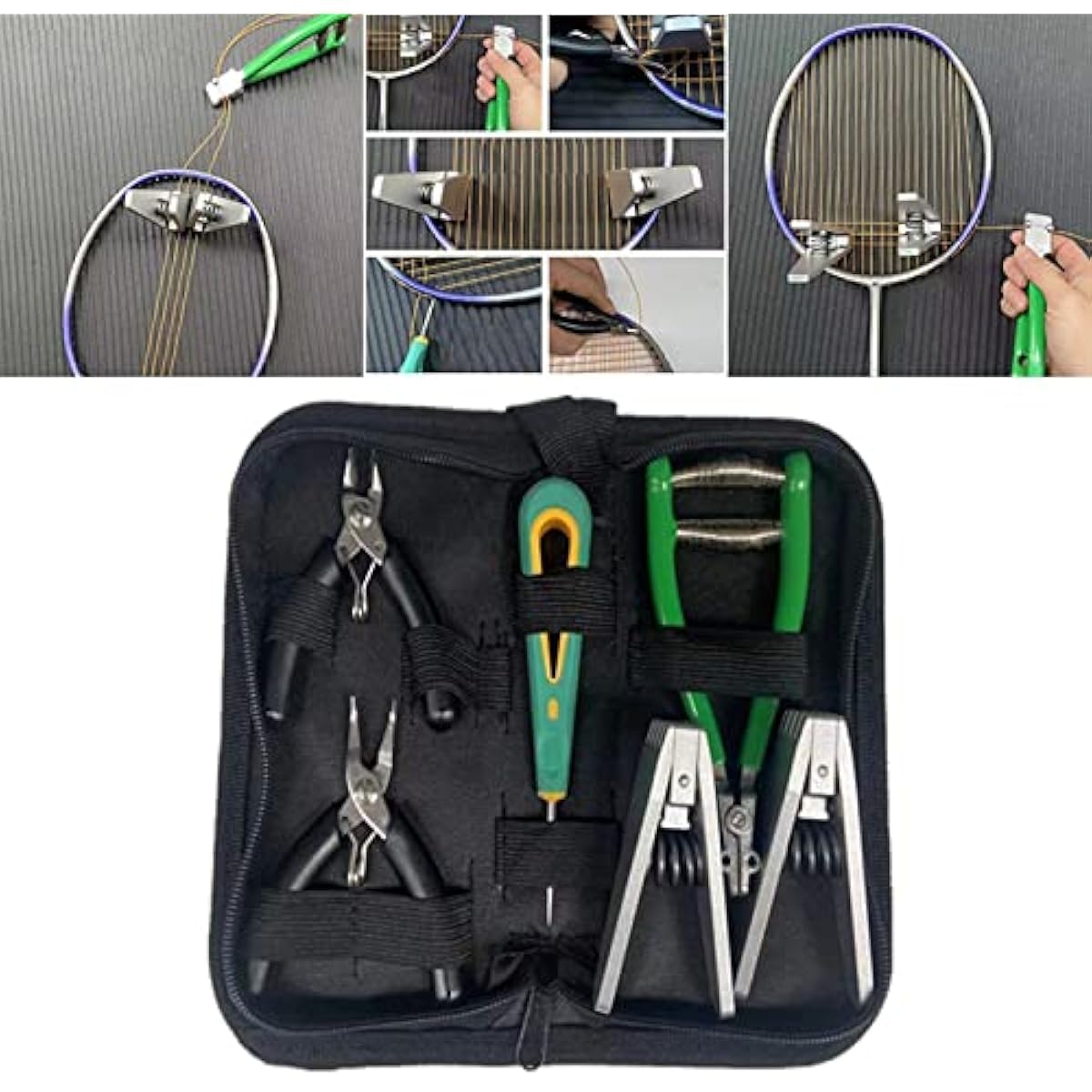 Kit di attrezzi con morsetto per corde da tennis, per racchetta da badminton
