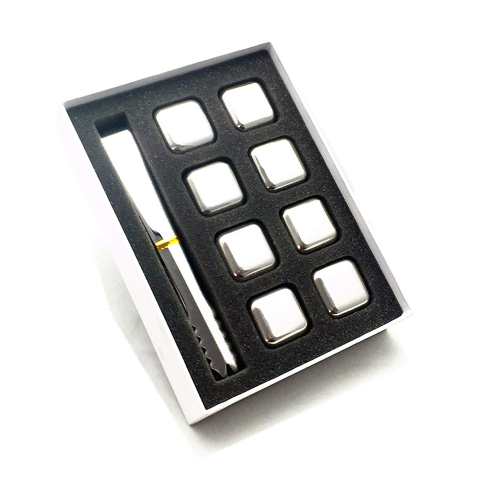 TentHome Reusable Ice Cubes Set Stainless Steel Cooling Cubes Chilling Rocks Whisky Stones with Tong for Cocktail Vodka Wine Beer and All Drinks (Block)