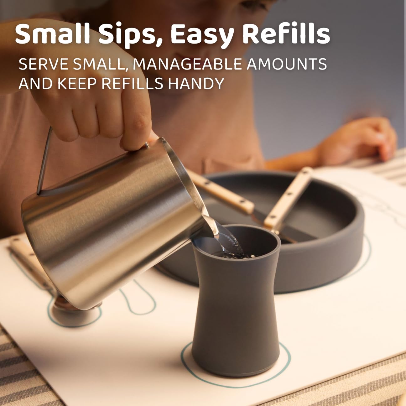 APLAINR Montessori Pitcher for Toddlers & Kids, Mini Stainless Steel Pitcher for Children, Small Milk & Water Jug for Montessori Pouring Practice, Personalize with Stickers, 11 fl oz, 3.8 inch High - Image 5